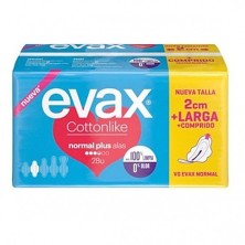 Evax compresas cottonlike normal plus alas 28 uds