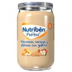 Nutribén potito manzana, naranja y plátano con galleta 235gr