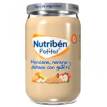 Nutribén potito manzana, naranja y plátano con galleta 235gr Nutriben - 1