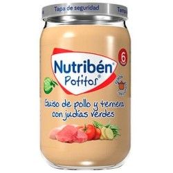 Nutribén potito guiso de pollo y ternera con judías 235gr