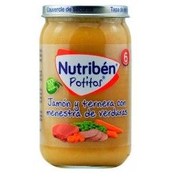 Nutribén potito jamón, ternera y menestra de verduras 235gr