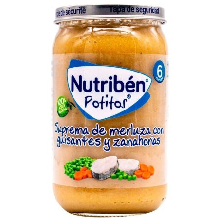 Nutribén potito suprema de merluza con guisantes y zanahoria 235g Nutriben - 1