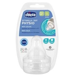 Chicco tetina physio silicona f/lento 0m+ 2und