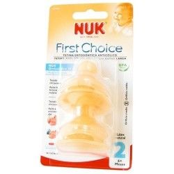 Nuk tetina first choice látex boca ancha +6 meses 2uds