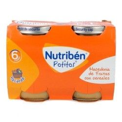 Nutribén potitos macedonia de frutas con cereales 2x190g