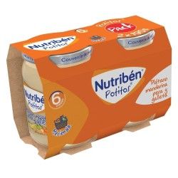 Nutribén potitos plátano, mandarina, pera y galleta 2x190g