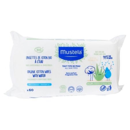 Mustela toallitas de agua de algodón bio 60u Mustela - 1