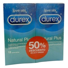 Durex natural plus preservativos 2x12 uds